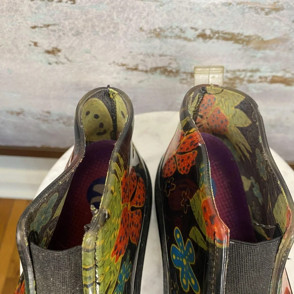 Sloggers Rain Boots Womens Size 8 Multicolor Floral Ankle Garden Waterproof